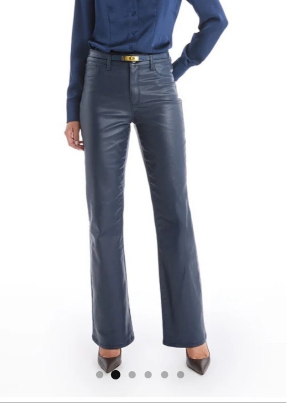 The Noli Shop Aria Faux Leather Coated Bootcut Jeans High Rise 28